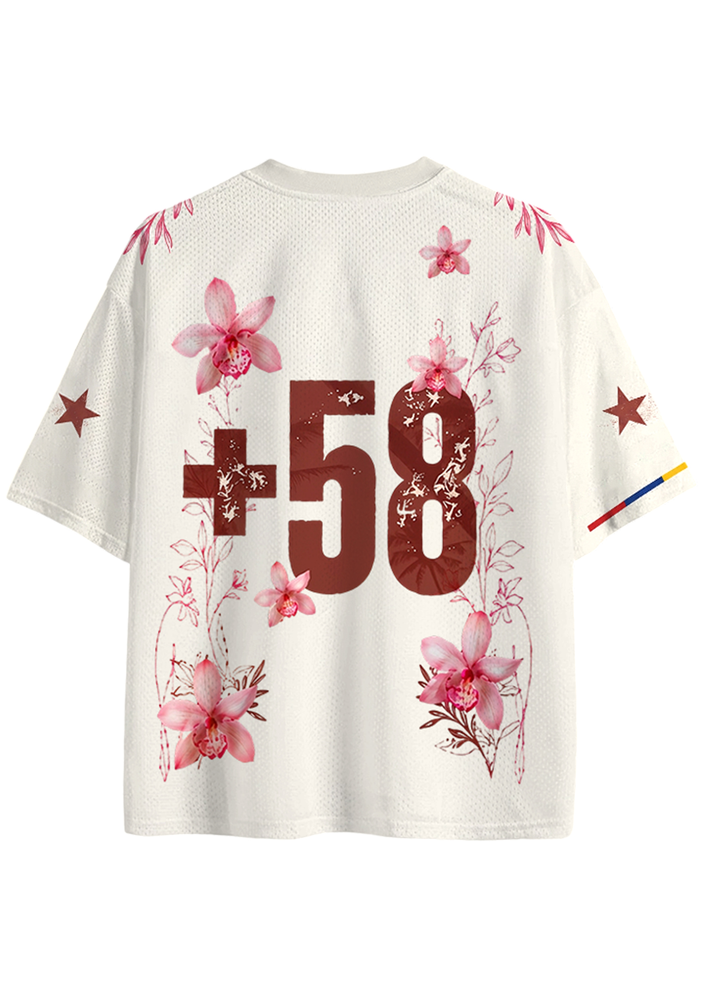 Venezuela Pink Floral Orchid Graphic Mesh Jersey Shirts