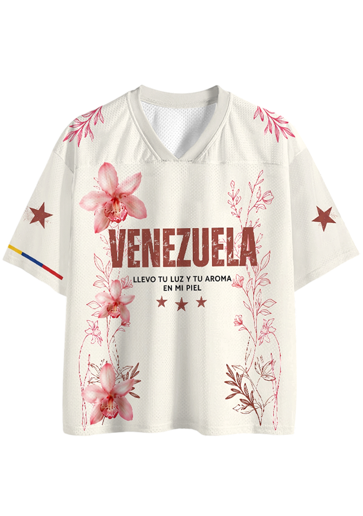 Venezuela Pink Floral Orchid Graphic Mesh Jersey Shirts