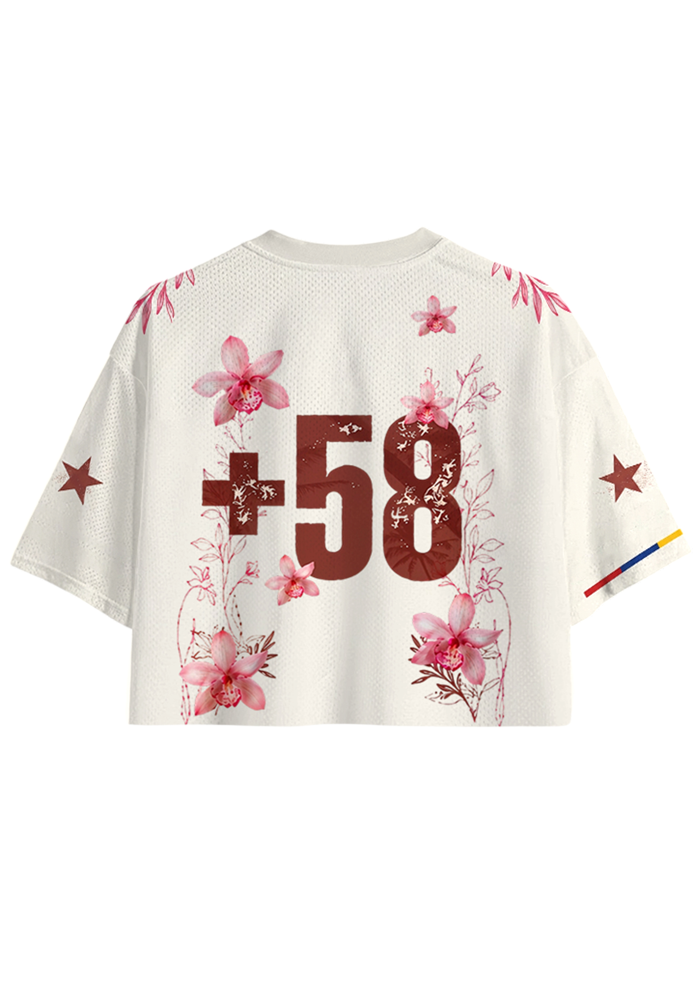 Venezuela Pink Floral Orchid Graphic Cropped Jersey Shirt