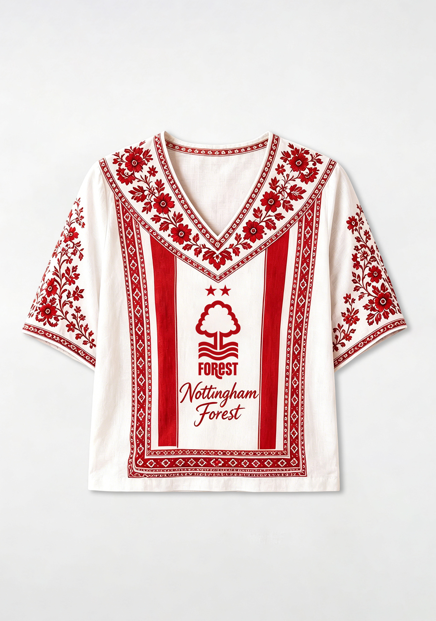 Nottingham Forest Folk Floral V-Neck Blouse
