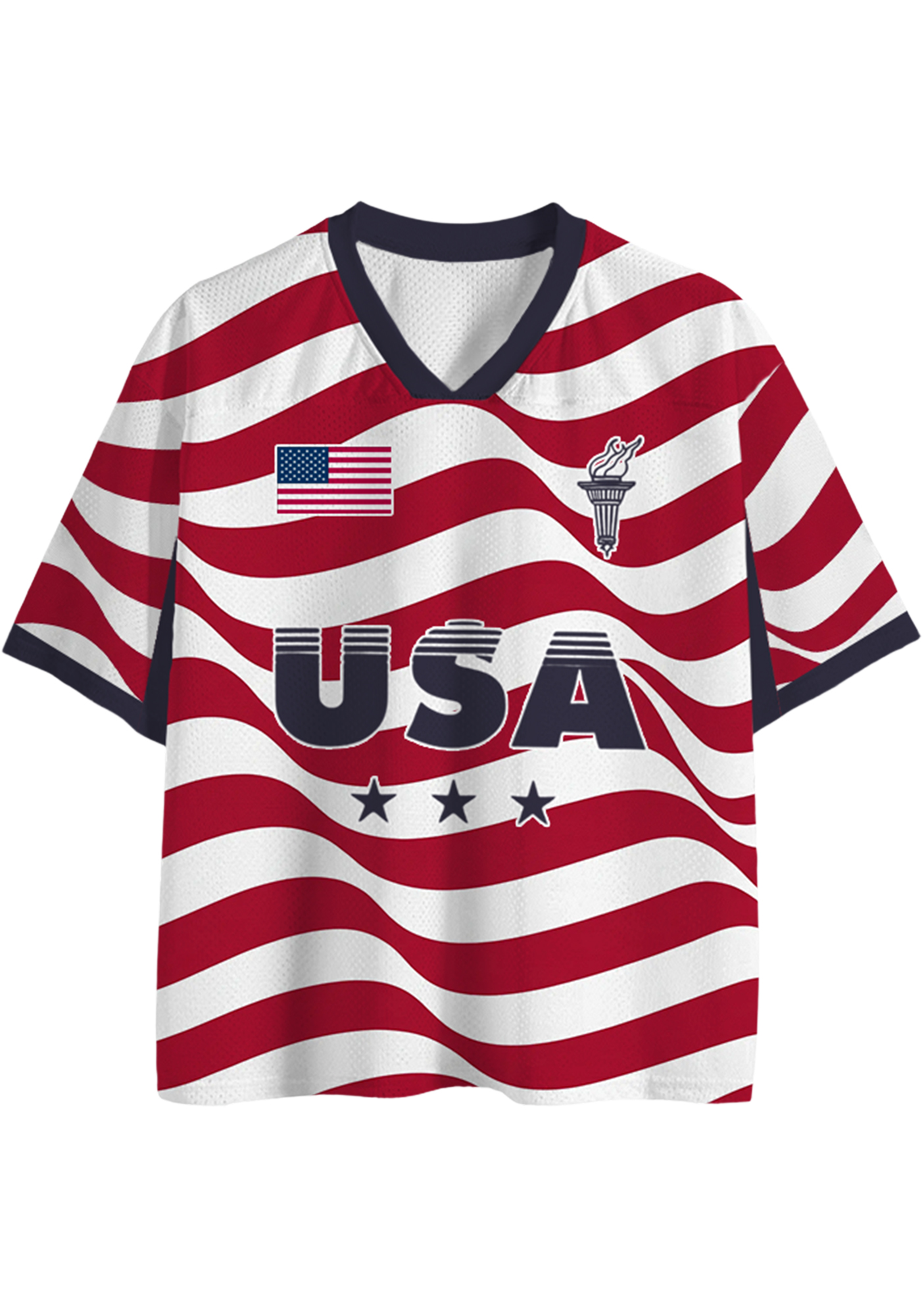 Red White Striped USA Inspired Mesh Jersey Shirts