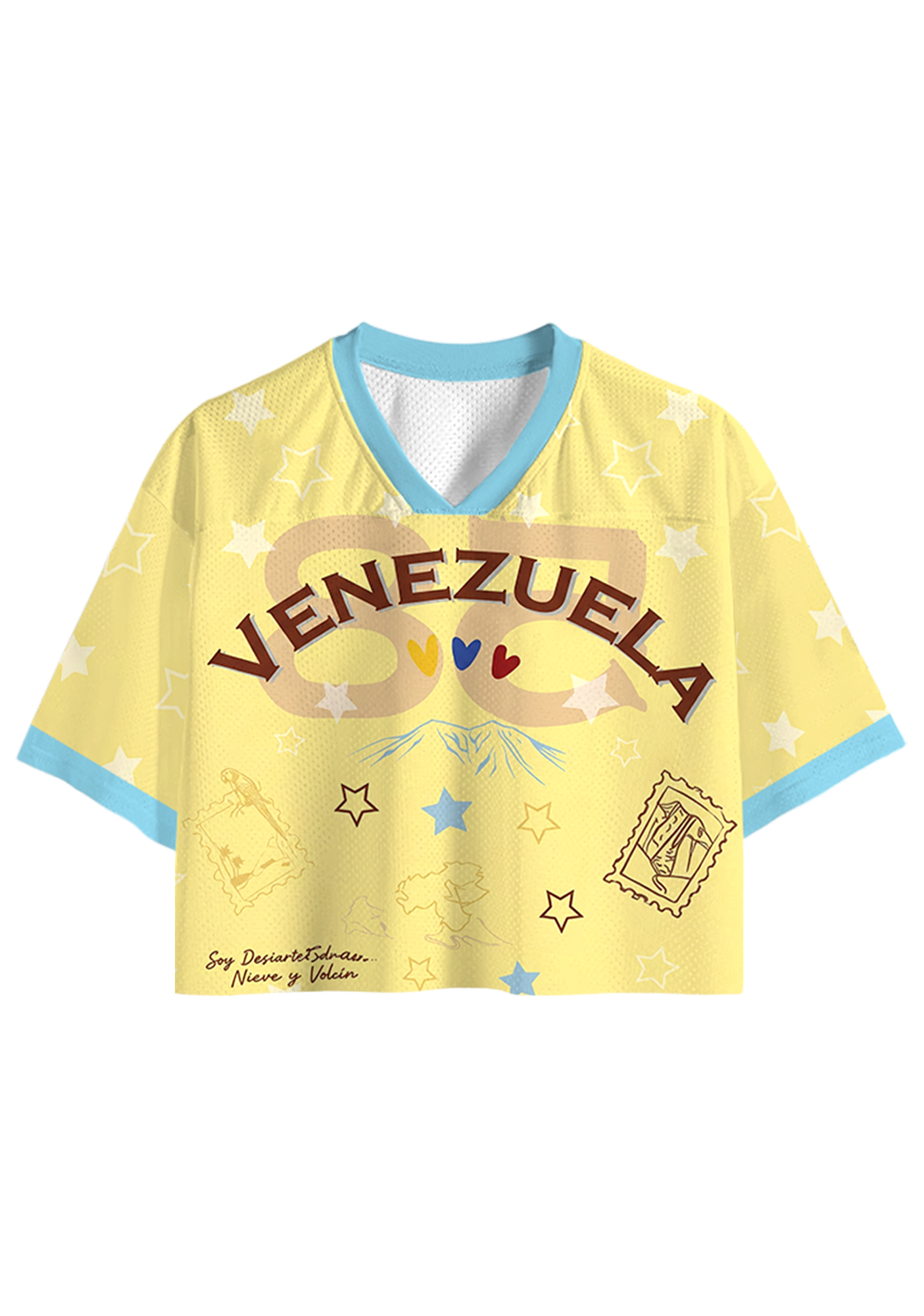 Venezuela Travel Stamp Star Graphic Cropped Jersey Shirt