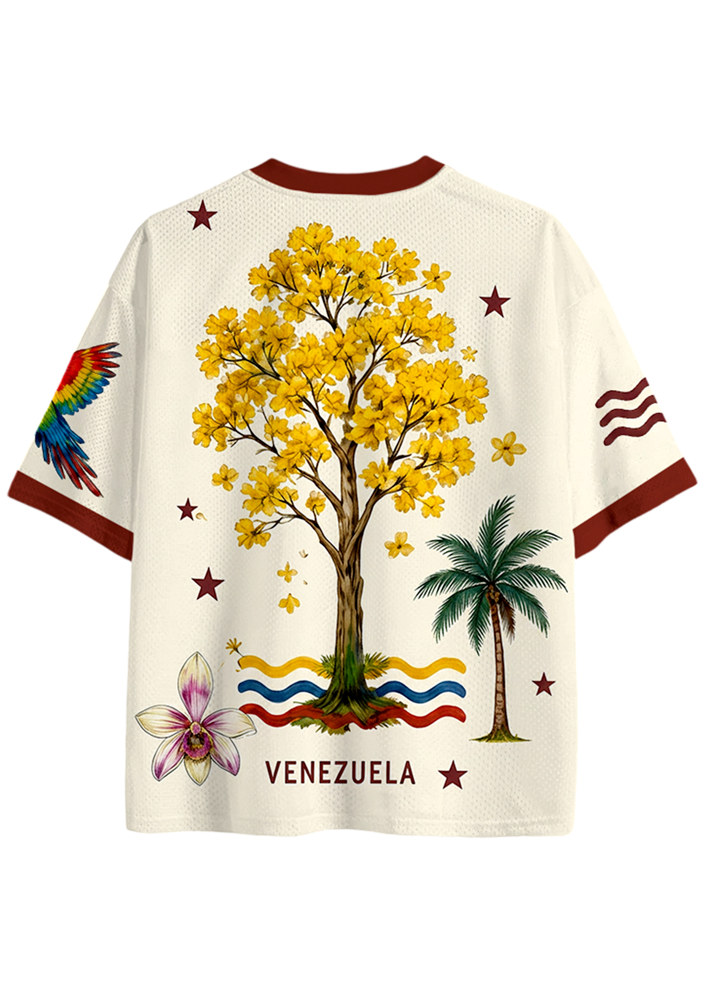 Tropical Venezuela Parrot Stamp Travel Mesh Jersey Shirts