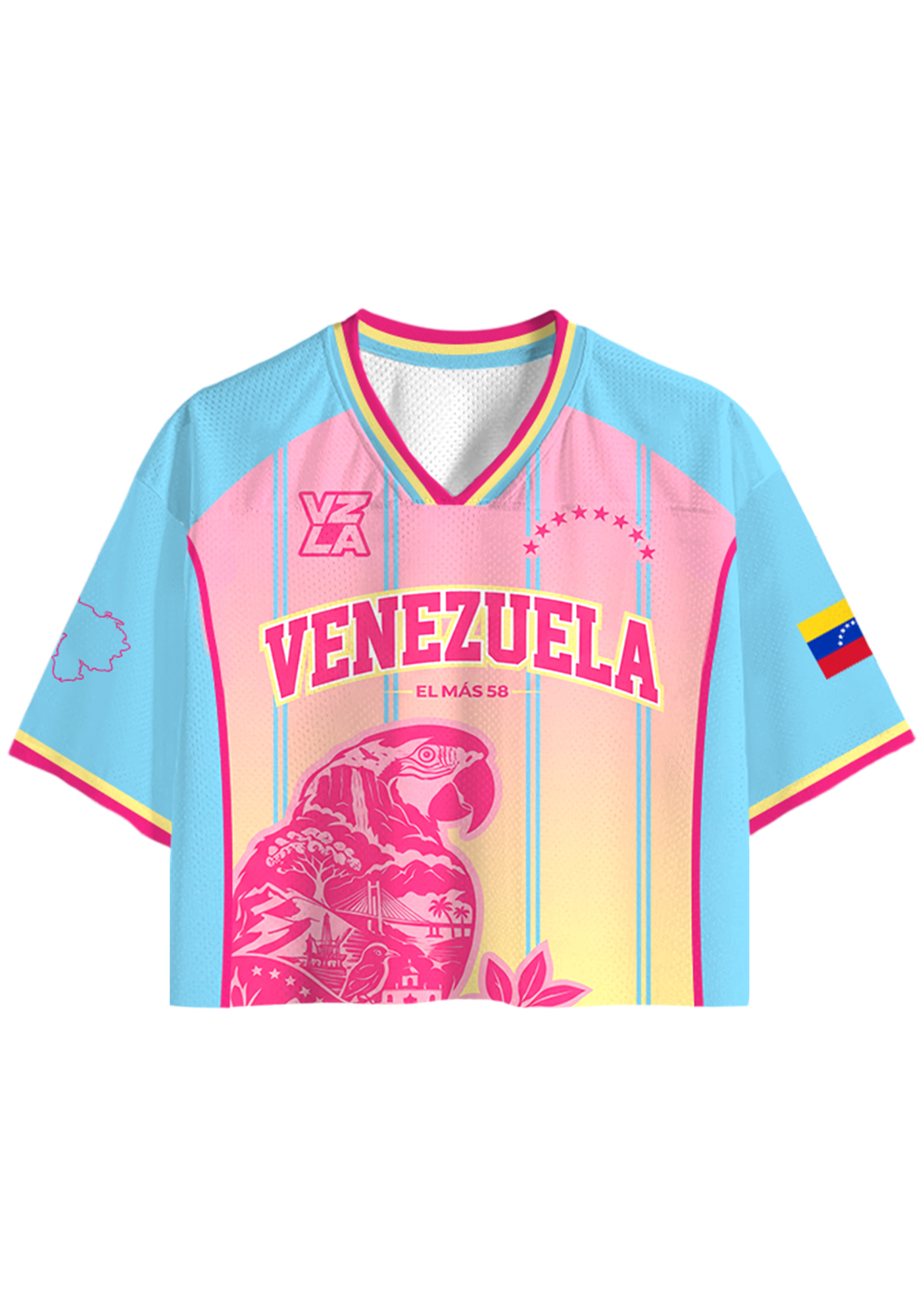 Venezuela Macaw Scenic Landscape Cropped Jersey Shirt