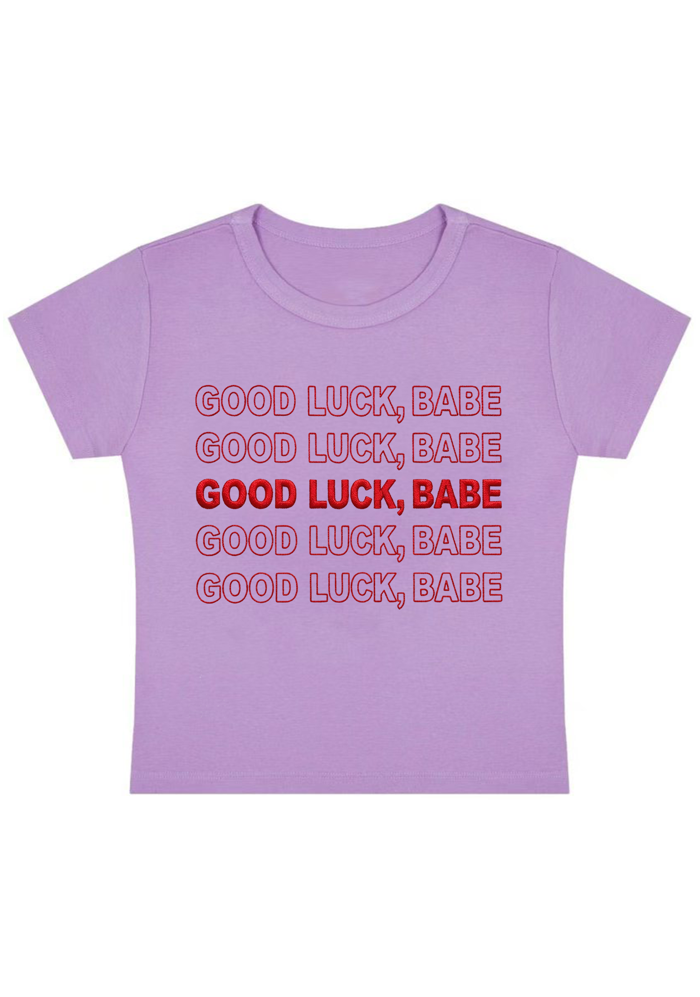 Good Luck Babe Embroidery Y2K Baby Tee