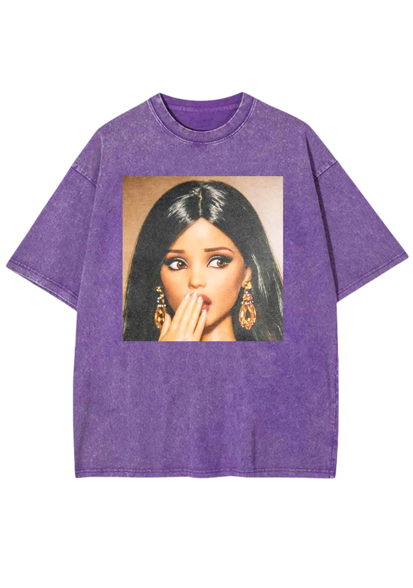 Shocked Hand Over Mouth Barbie Y2K Washed Tee
