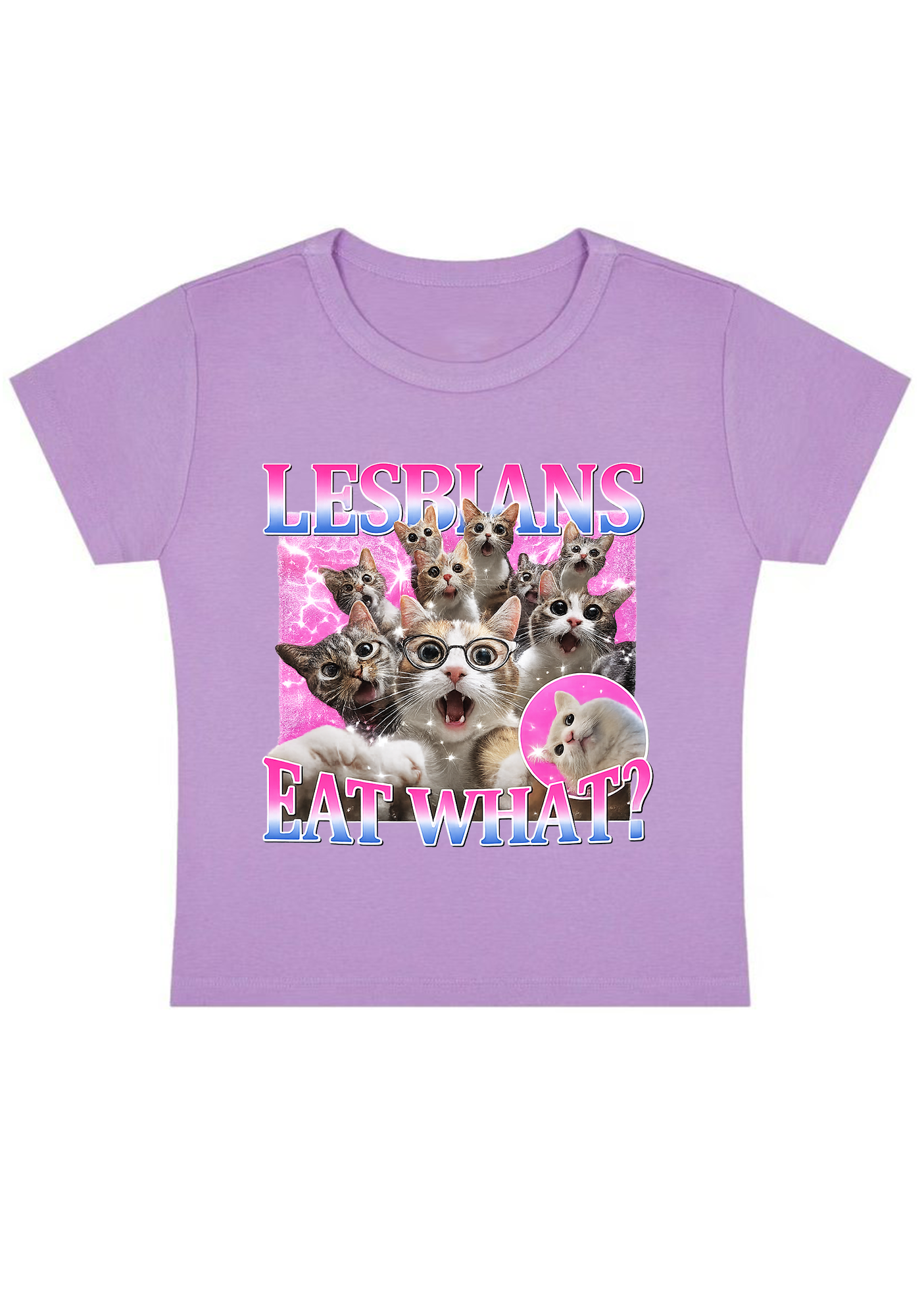 Lesbians Eat What Y2K Baby Tee