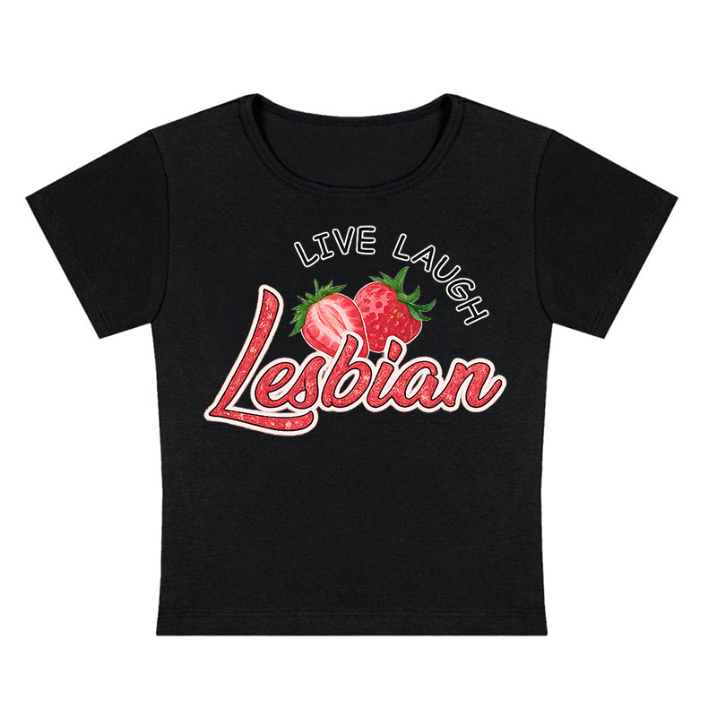 Live Laugh Lesbian Y2K Baby Tee