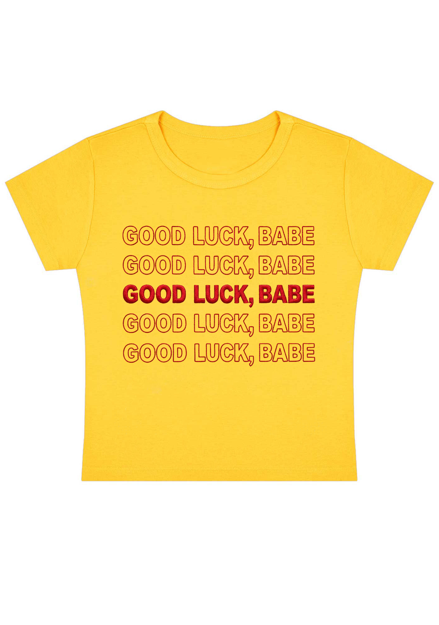 Good Luck Babe Embroidery Y2K Baby Tee