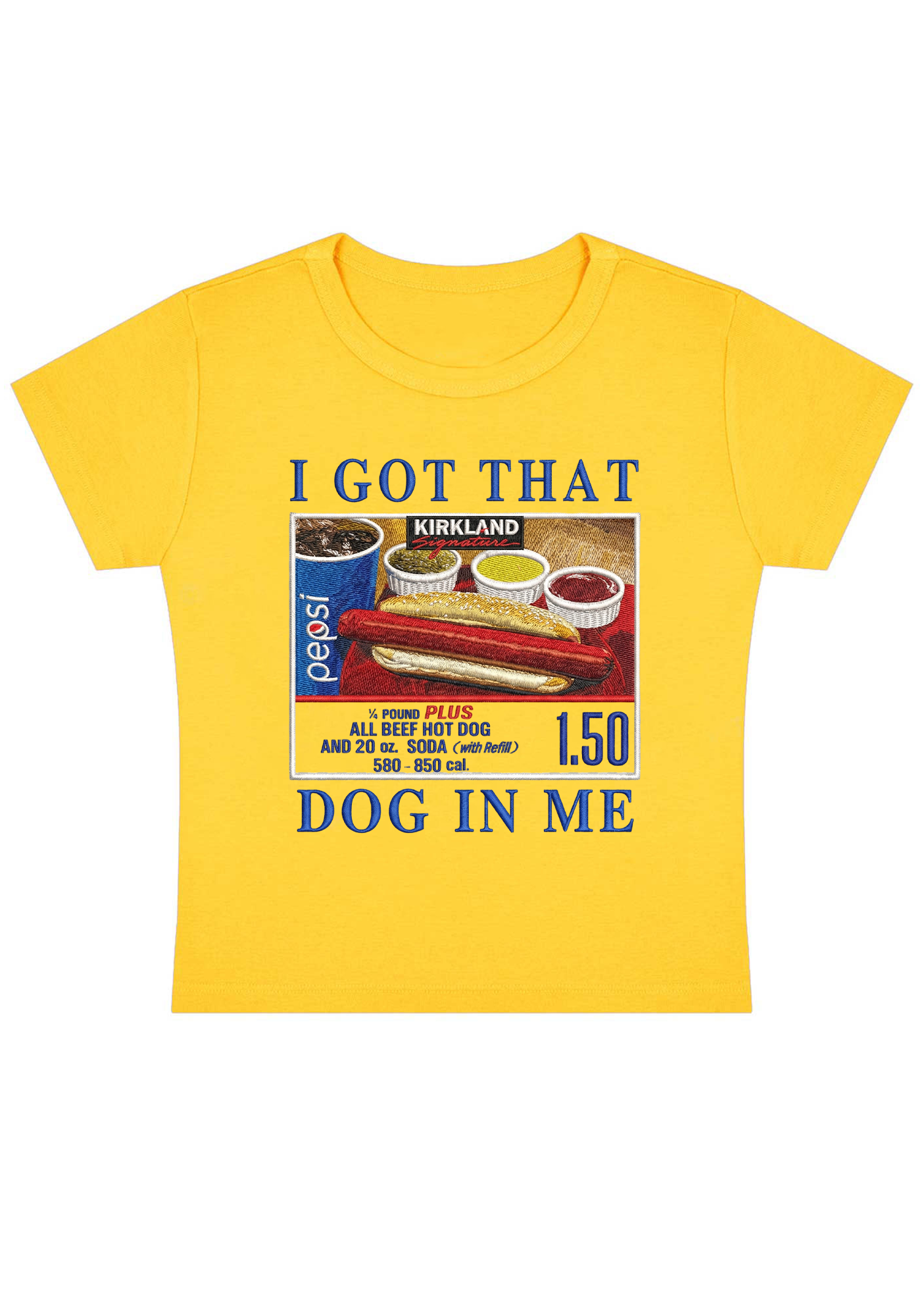 I Got That Dog In Me Embroidery Y2K Baby Tee