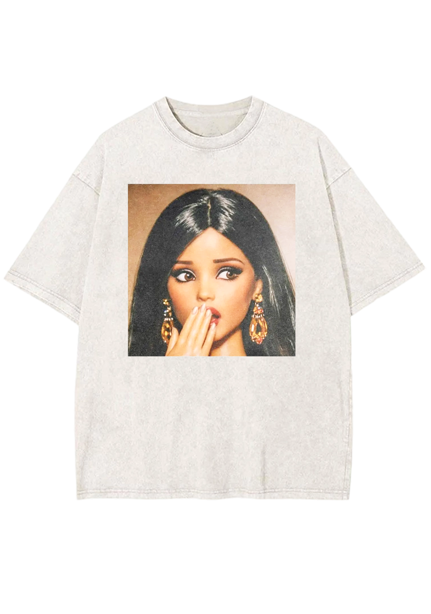 Shocked Hand Over Mouth Barbie Y2K Washed Tee