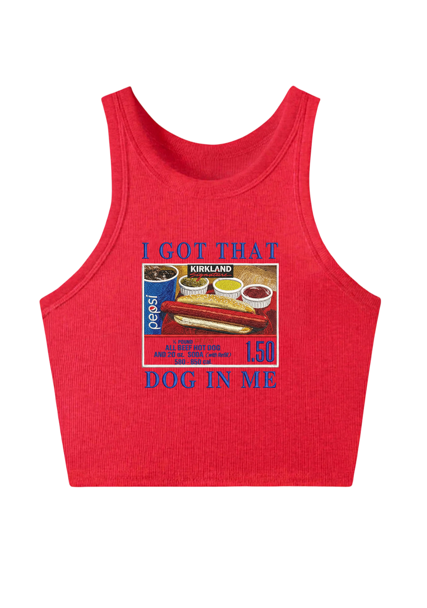 I Got That Dog In Me Embroidery Y2K Crop Tank Top