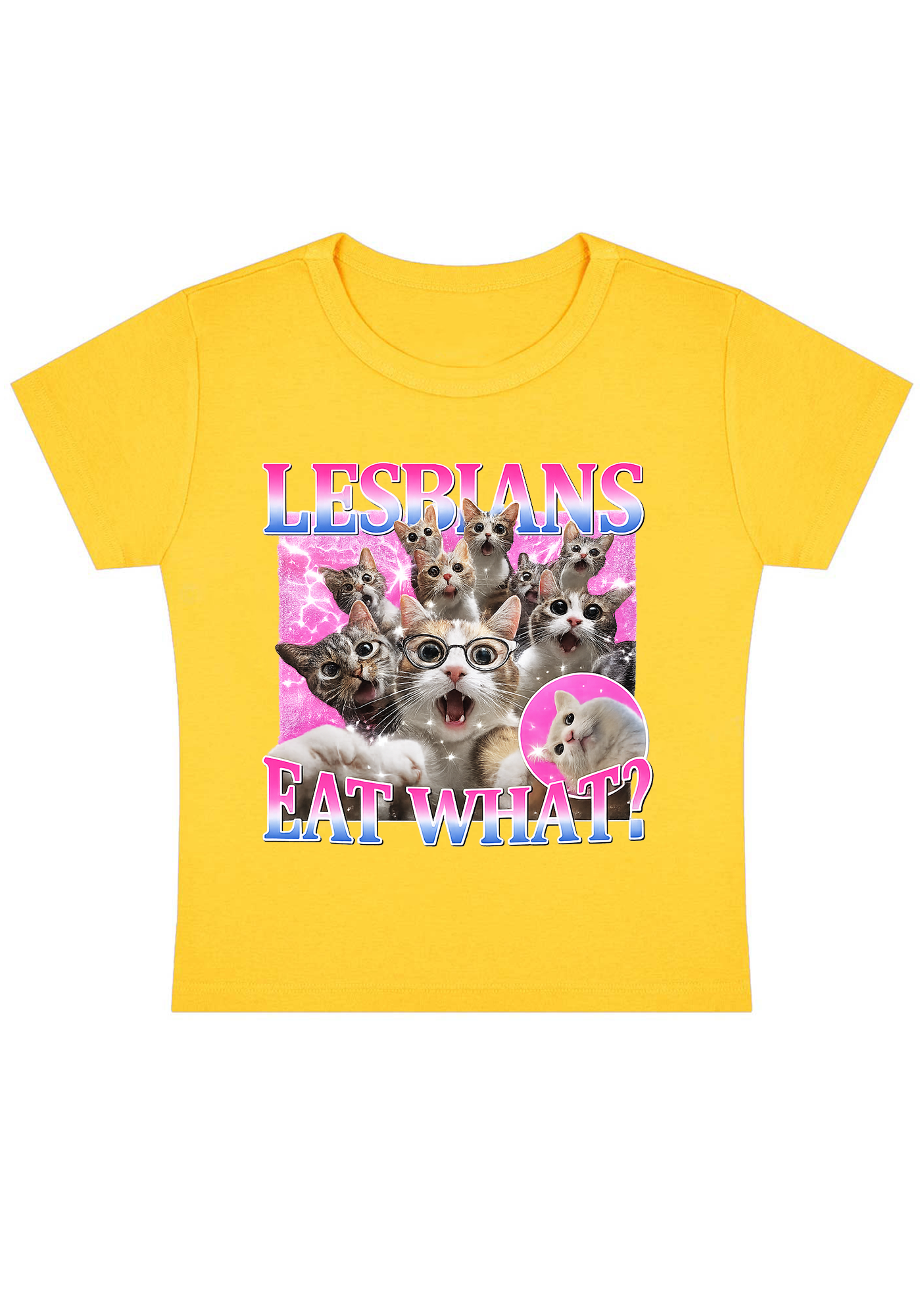 Lesbians Eat What Y2K Baby Tee