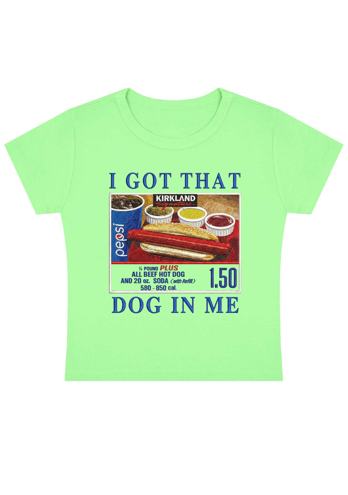 I Got That Dog In Me Embroidery Y2K Baby Tee