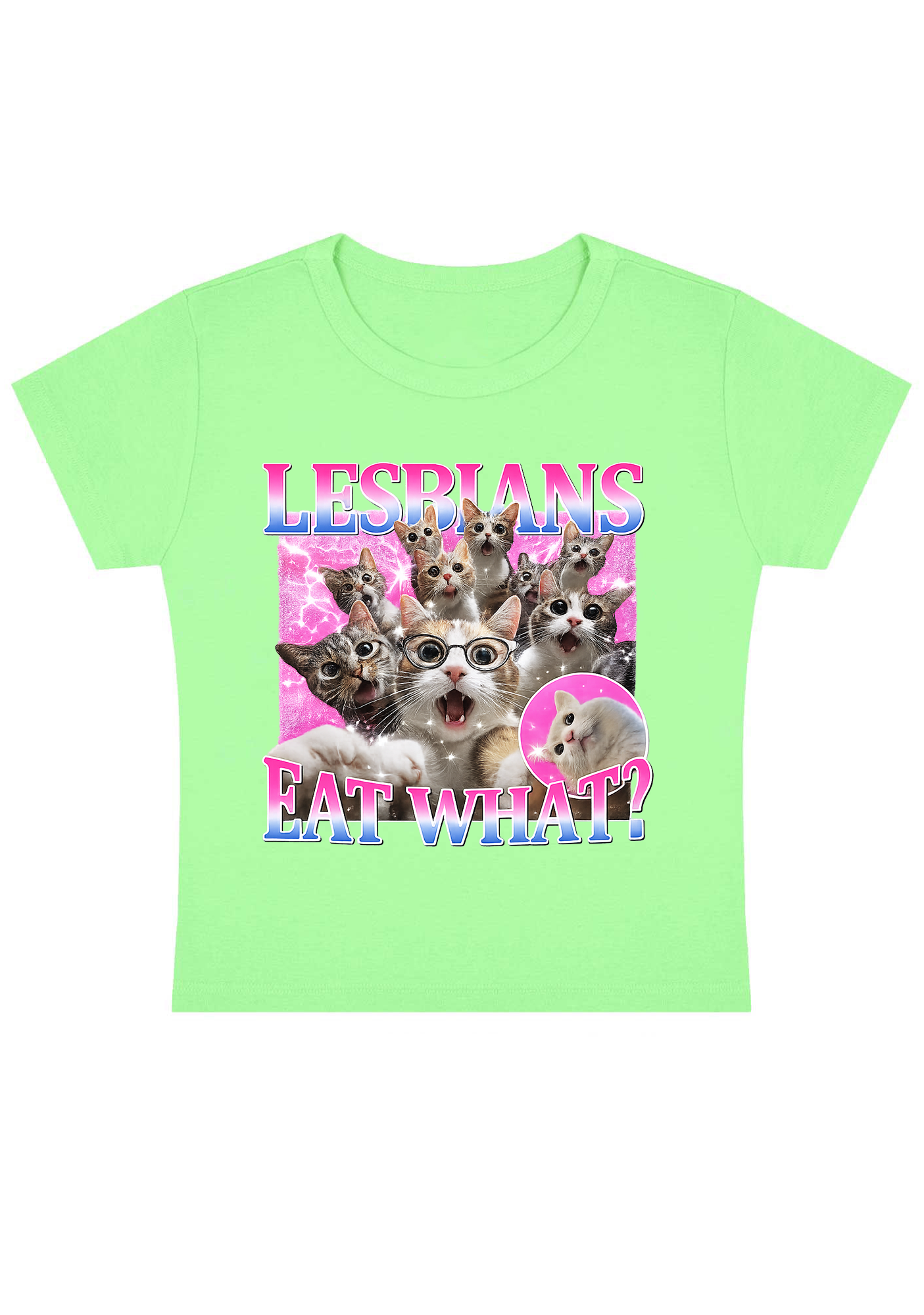 Lesbians Eat What Y2K Baby Tee