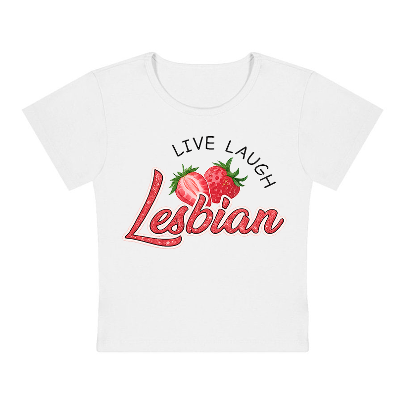 Live Laugh Lesbian Y2K Baby Tee