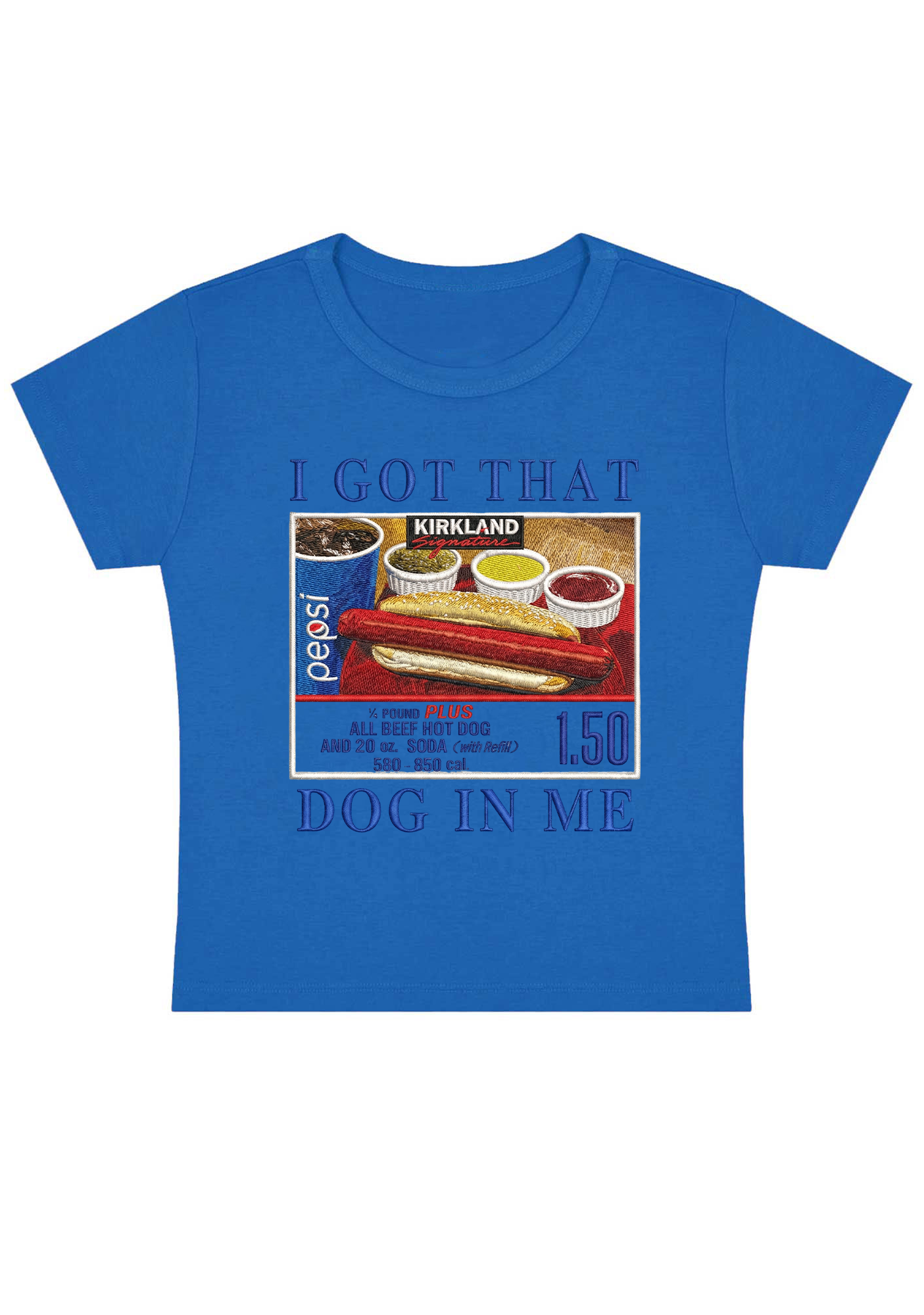 I Got That Dog In Me Embroidery Y2K Baby Tee