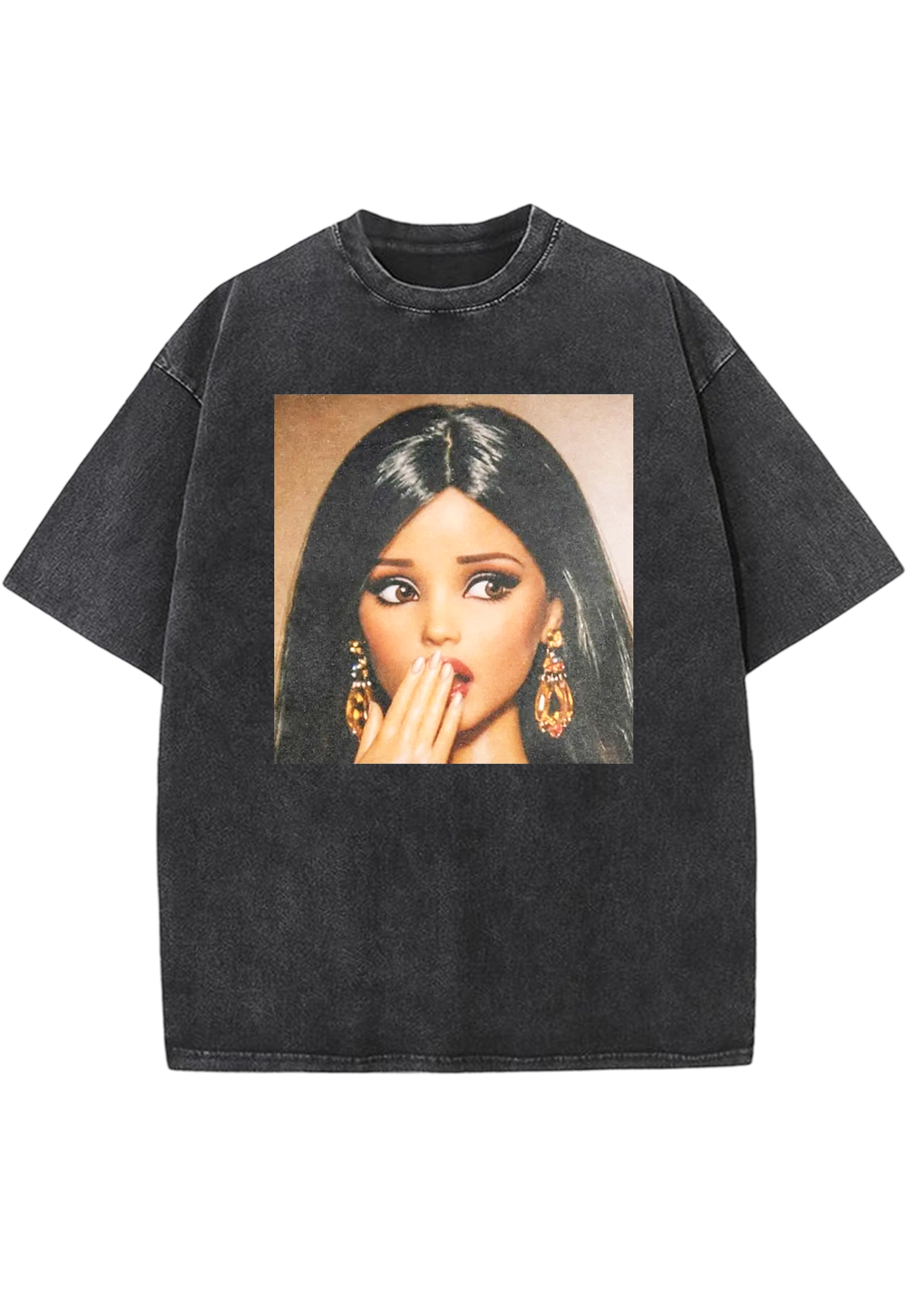 Shocked Hand Over Mouth Barbie Y2K Washed Tee