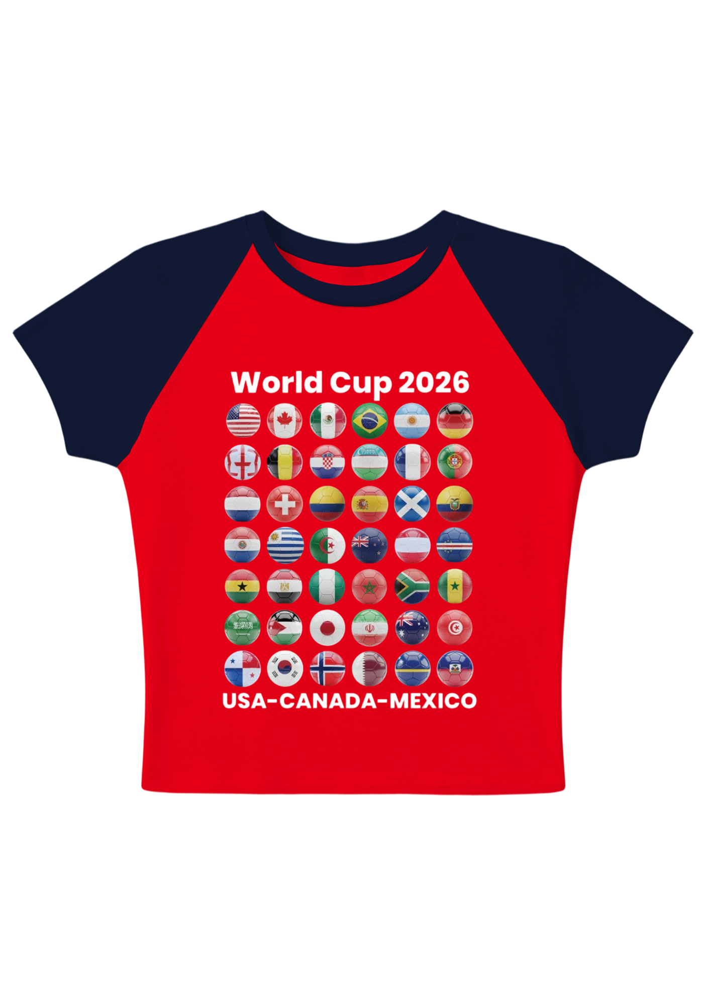2026 World Cup All Teams Flag Splicing Y2K Baby Tee