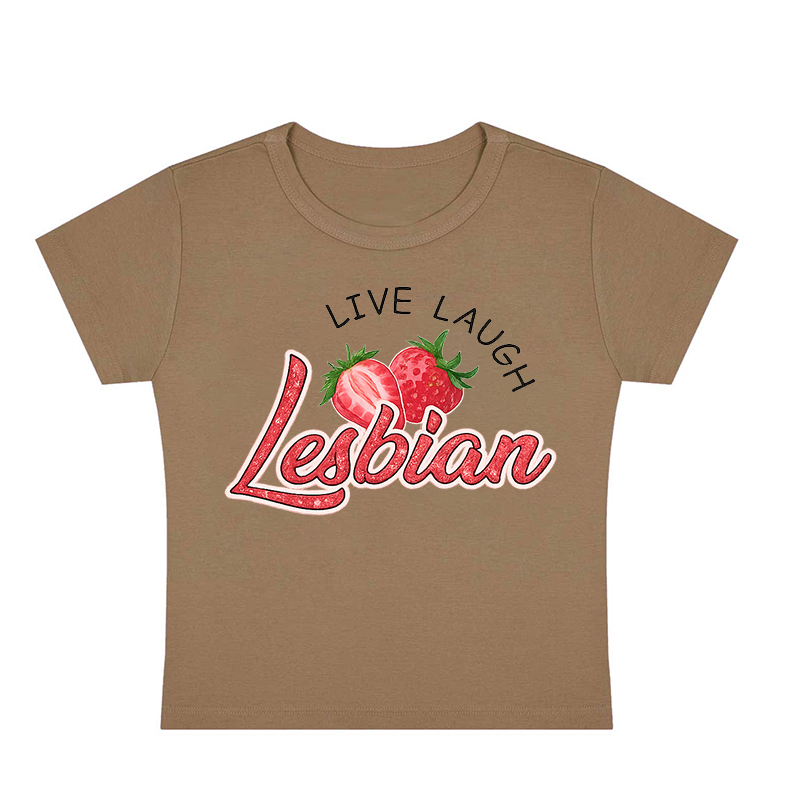 Live Laugh Lesbian Y2K Baby Tee
