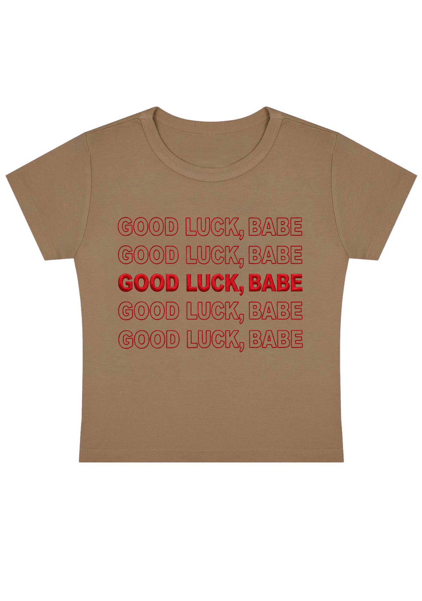 Good Luck Babe Embroidery Y2K Baby Tee