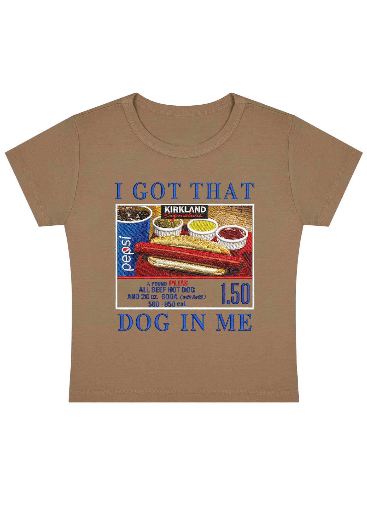 I Got That Dog In Me Embroidery Y2K Baby Tee