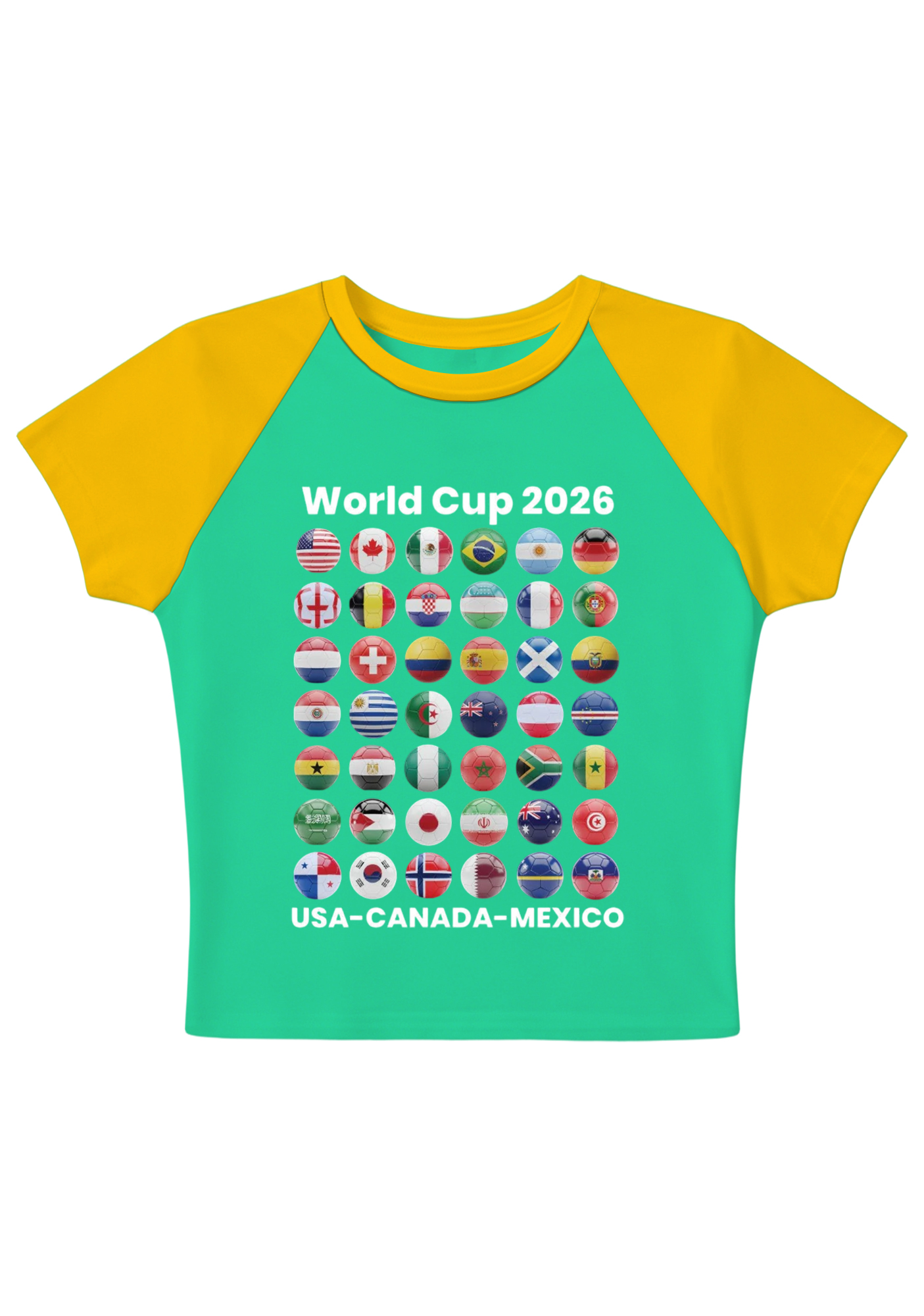 2026 World Cup All Teams Flag Splicing Y2K Baby Tee