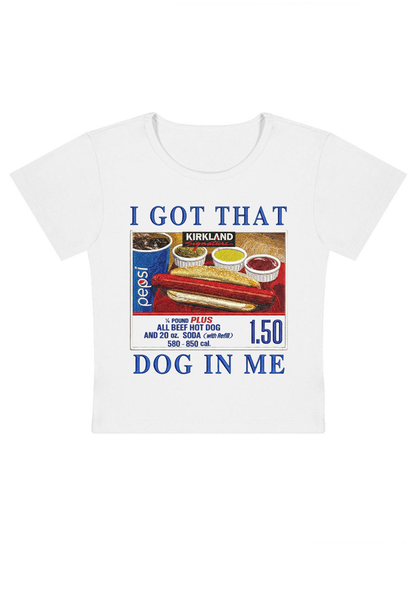 I Got That Dog In Me Embroidery Y2K Baby Tee