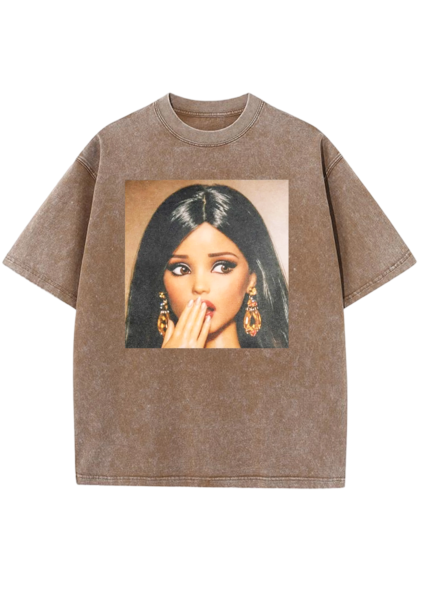 Shocked Hand Over Mouth Barbie Y2K Washed Tee