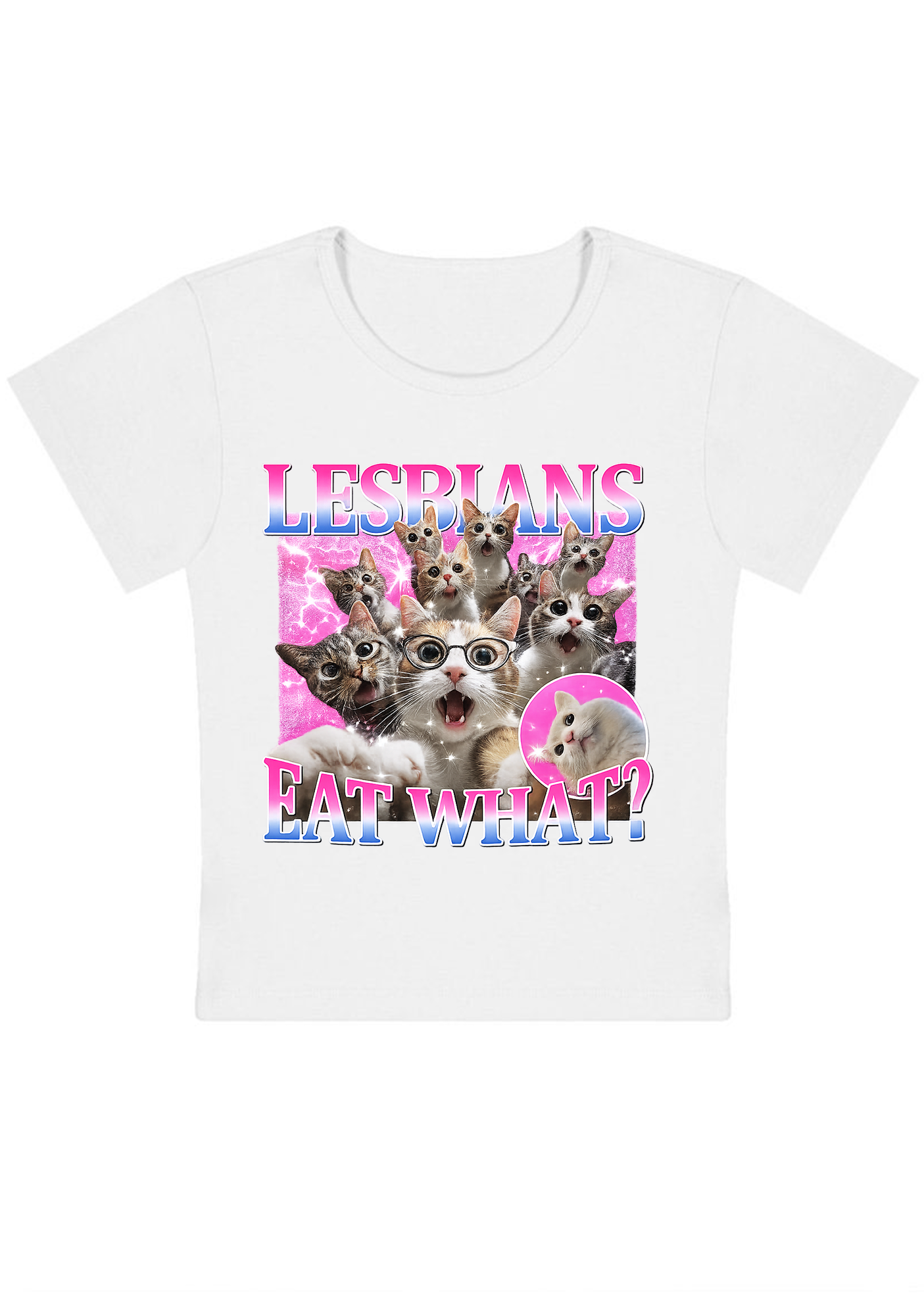 Lesbians Eat What Y2K Baby Tee