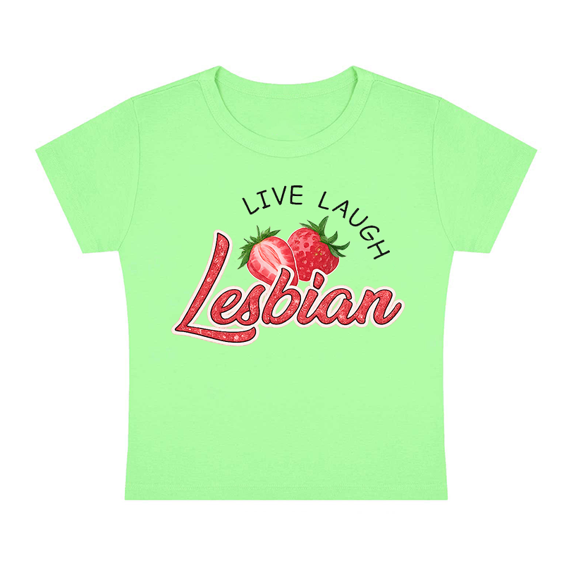 Live Laugh Lesbian Y2K Baby Tee
