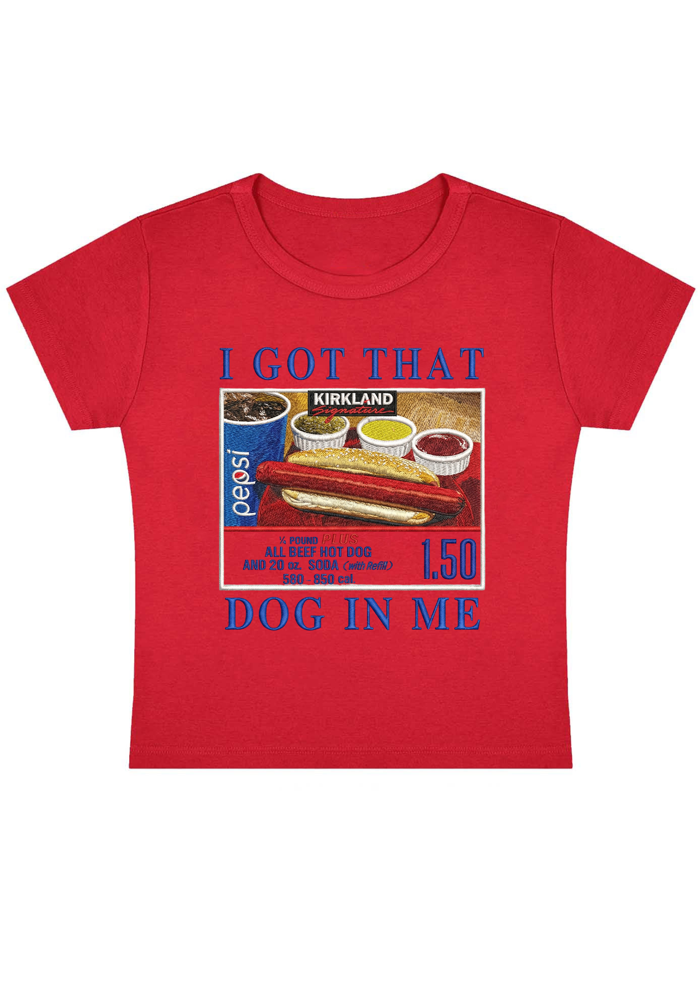 I Got That Dog In Me Embroidery Y2K Baby Tee