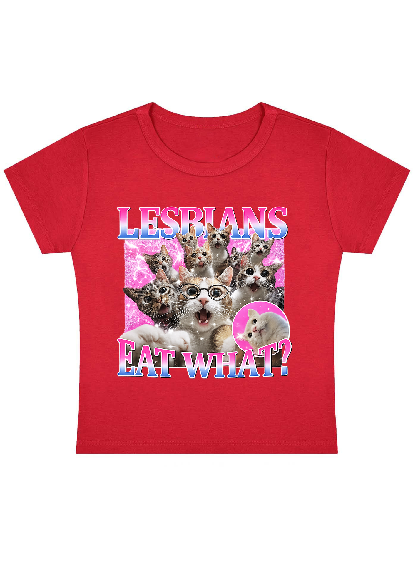 Lesbians Eat What Y2K Baby Tee