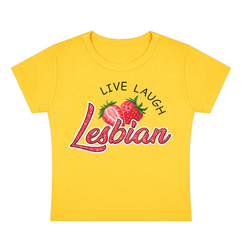 Live Laugh Lesbian Y2K Baby Tee