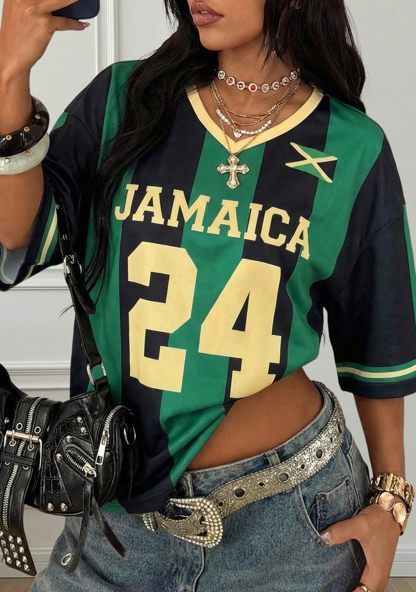 Country Flag Letter Number Print Mesh Jersey Shirts
