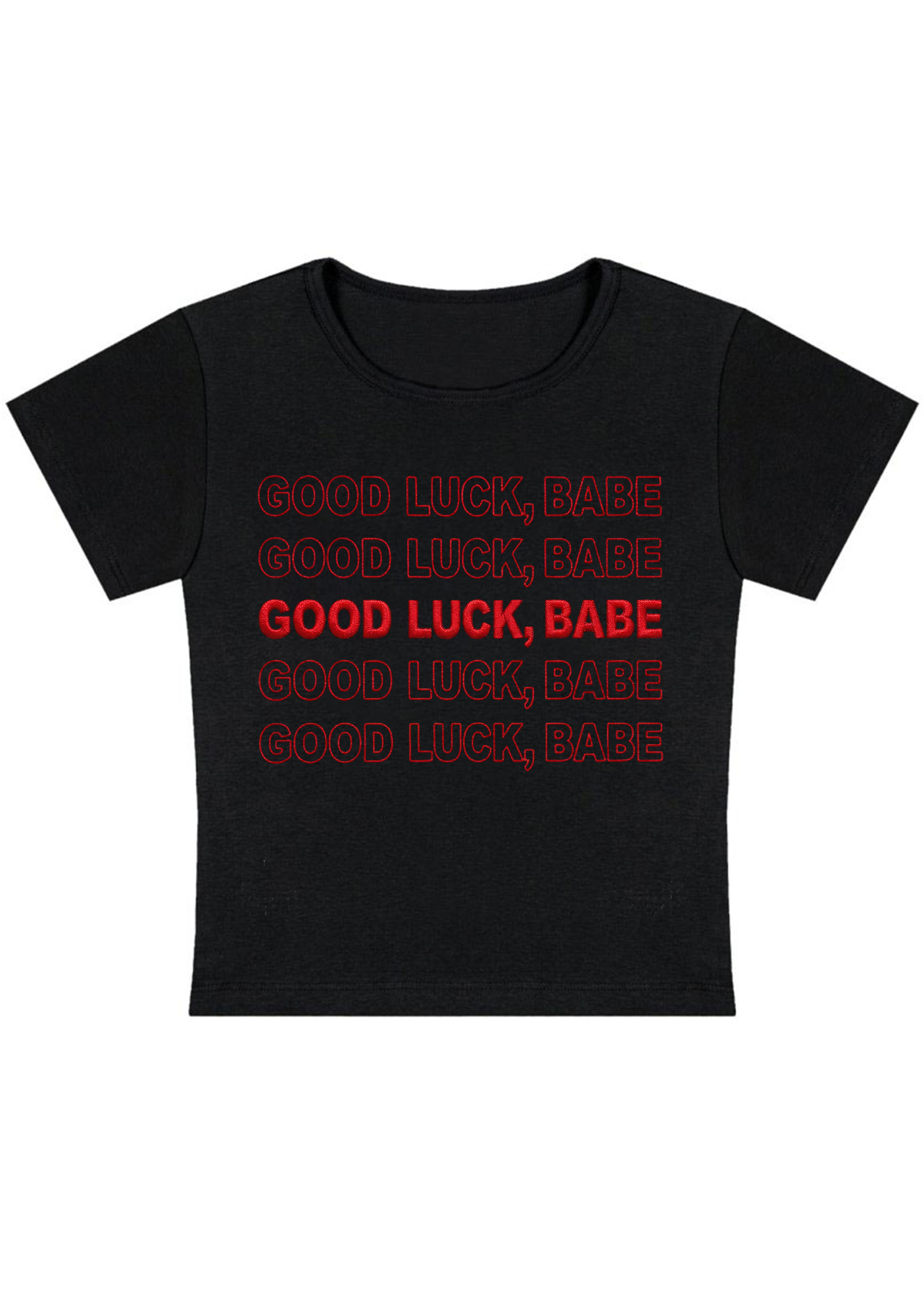 Good Luck Babe Embroidery Y2K Baby Tee