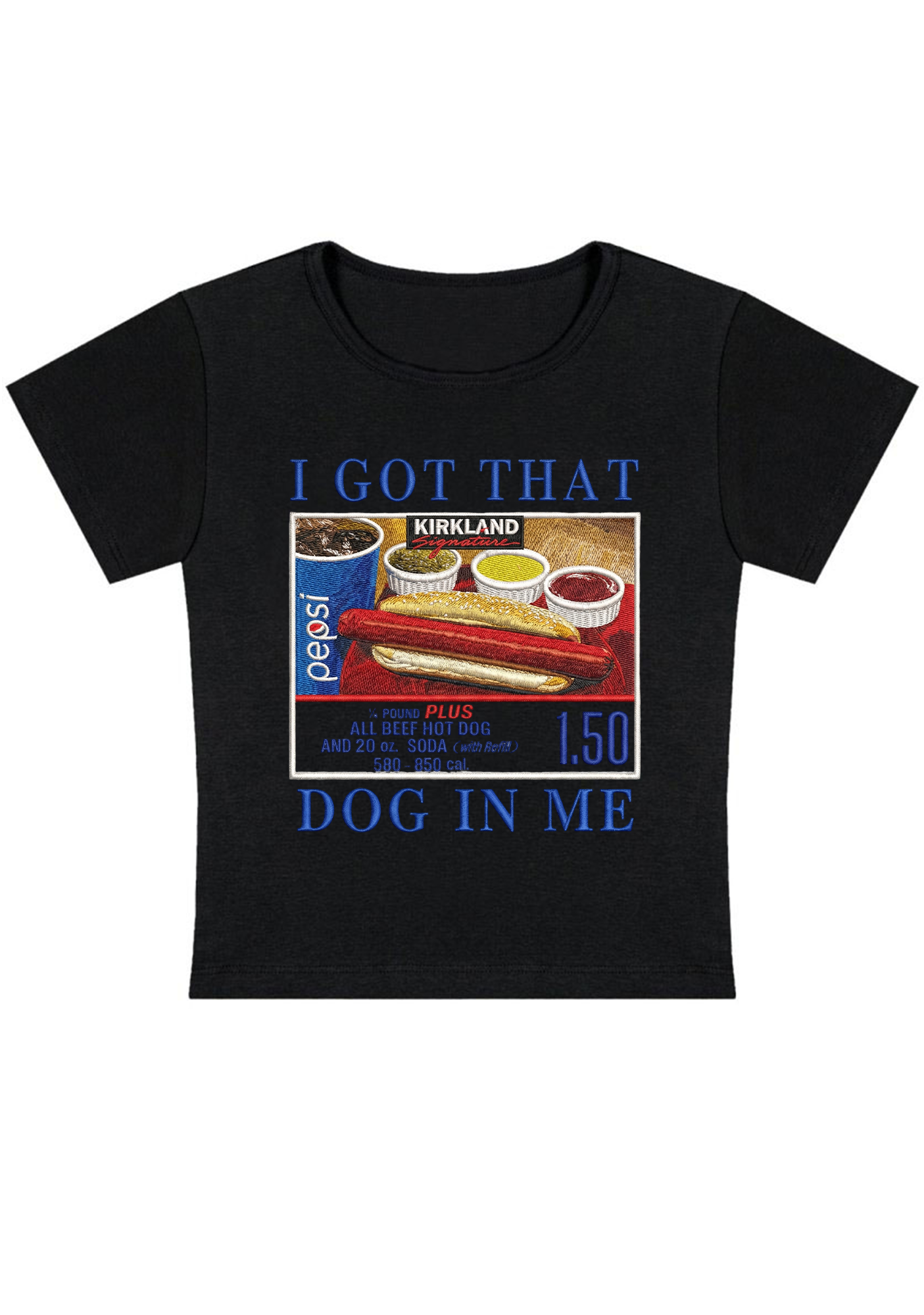 I Got That Dog In Me Embroidery Y2K Baby Tee
