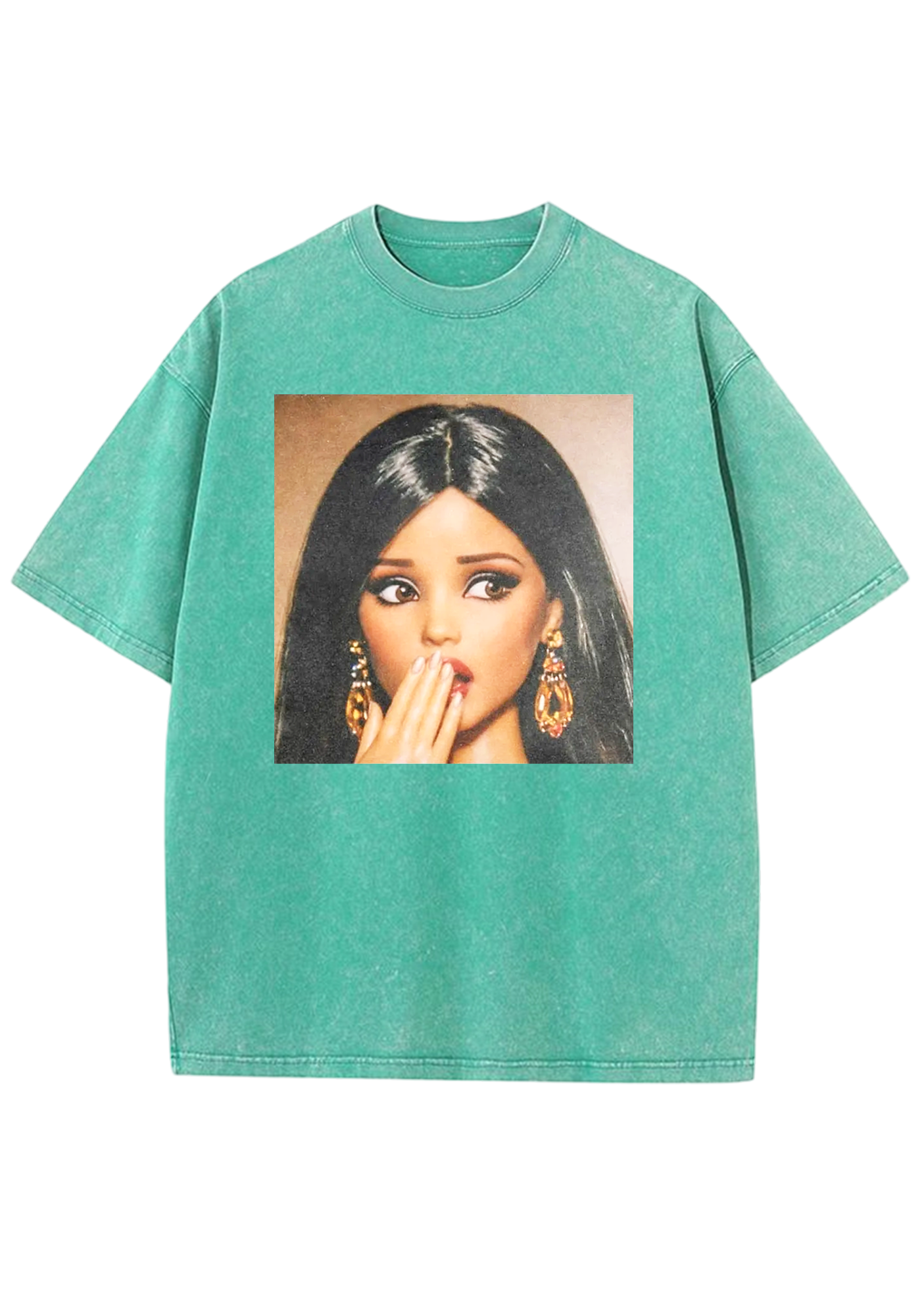 Shocked Hand Over Mouth Barbie Y2K Washed Tee