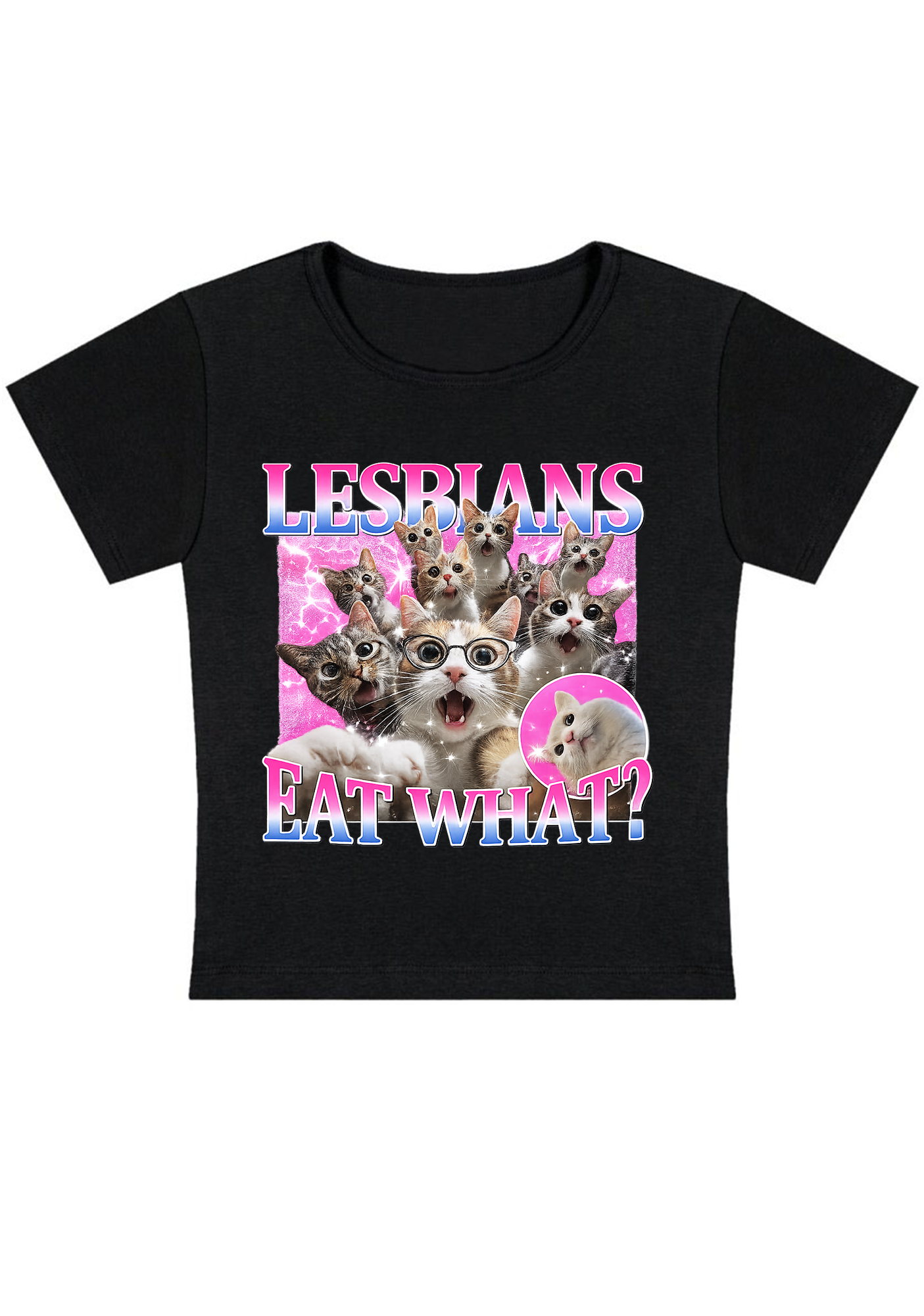 Lesbians Eat What Y2K Baby Tee