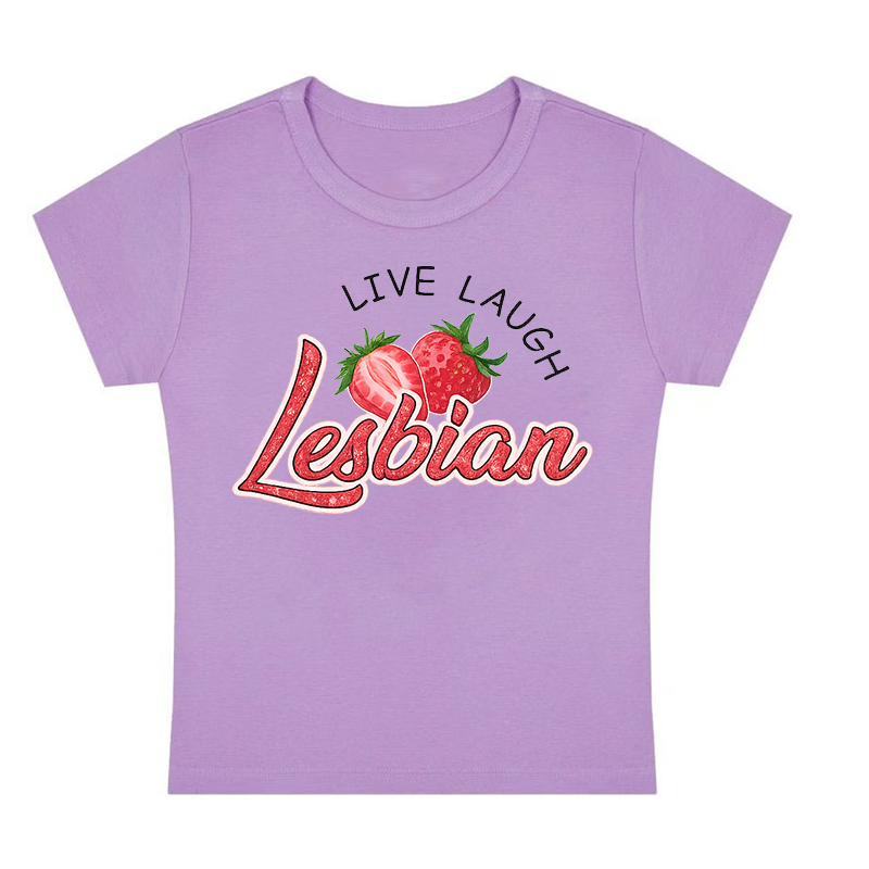 Live Laugh Lesbian Y2K Baby Tee