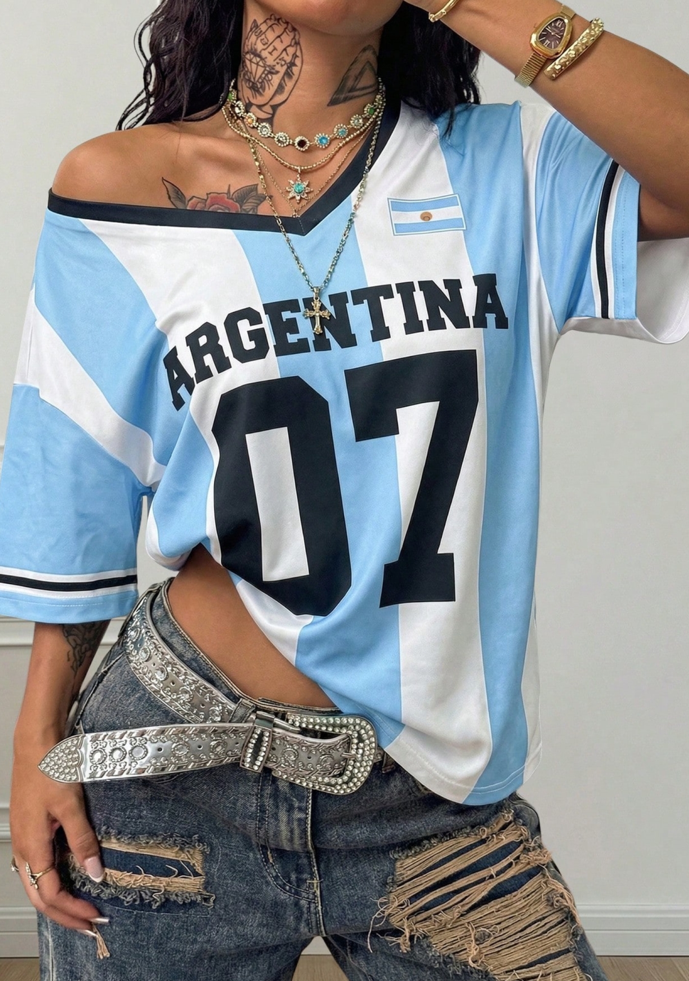 Country Flag Letter Number Print Mesh Jersey Shirts