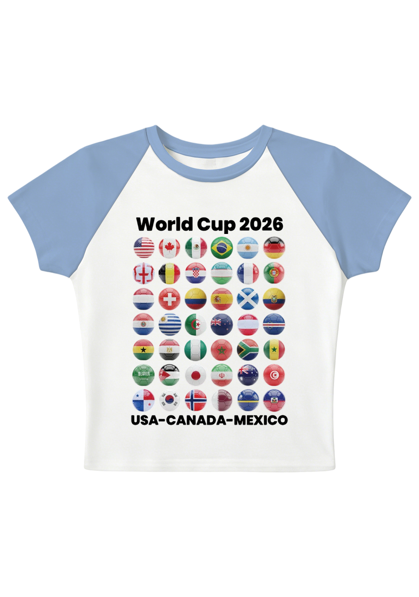 2026 World Cup All Teams Flag Splicing Y2K Baby Tee