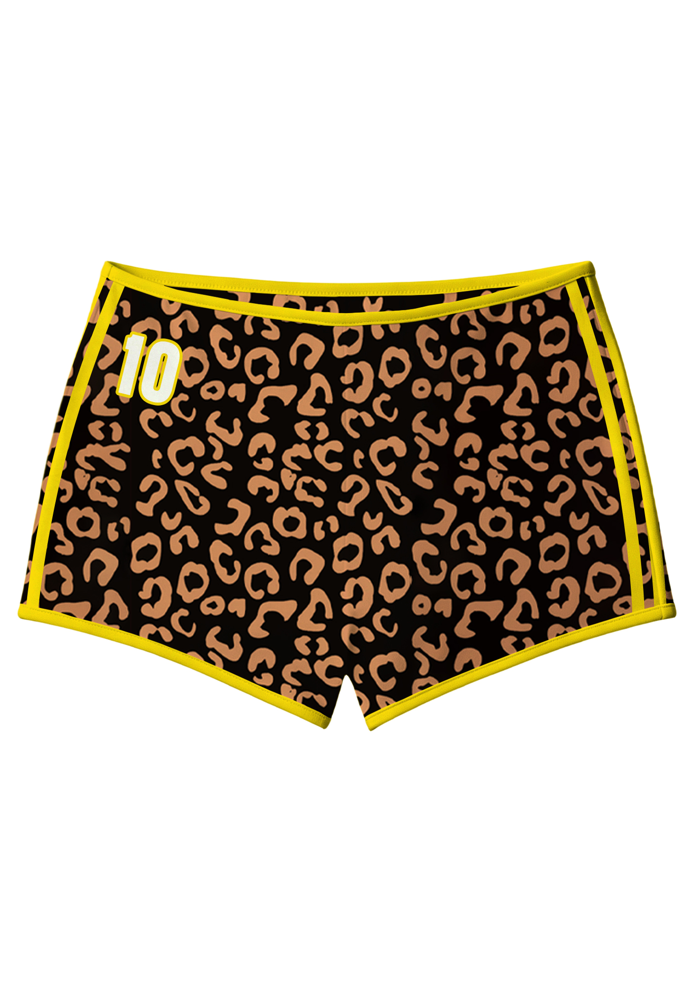 Leopard Print Yellow Trim No.10 Sport Shorts
