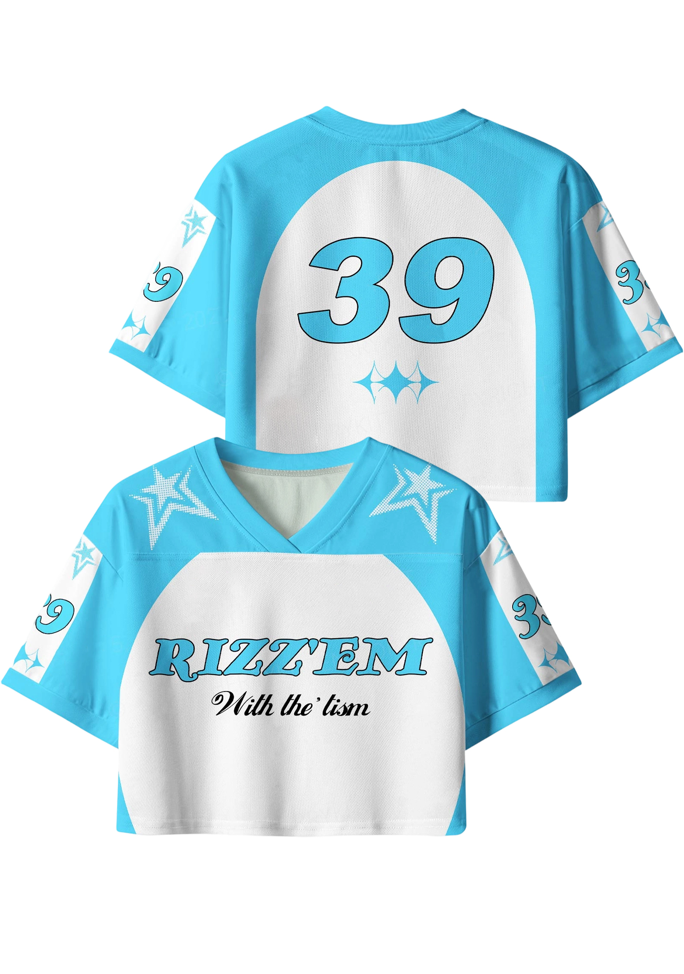 Rizz 'Em Y2K Crop Sport Jersey Shirts