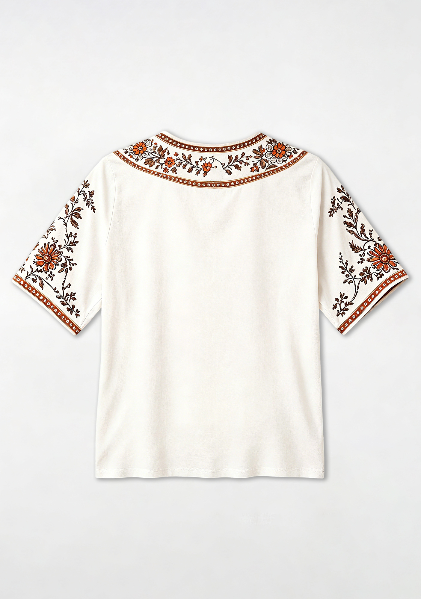 Boho Orange Floral Cleveland Browns V-Neck Blouse