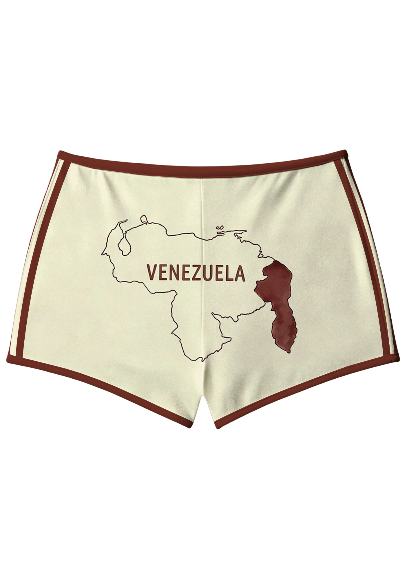 Cream Burgundy Trim Floral Number 10 Booty Shorts