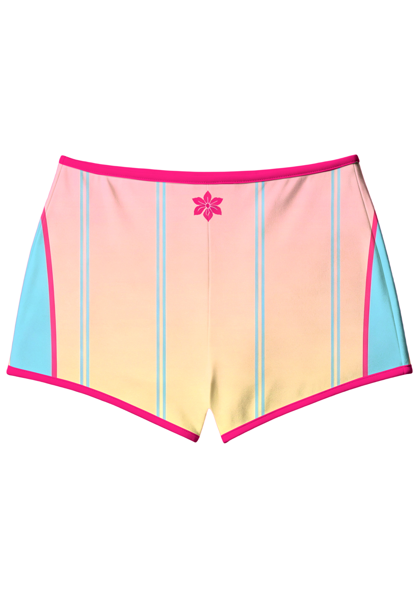 Pastel Pink Yellow Gradient Striped Number 58 Booty Shorts