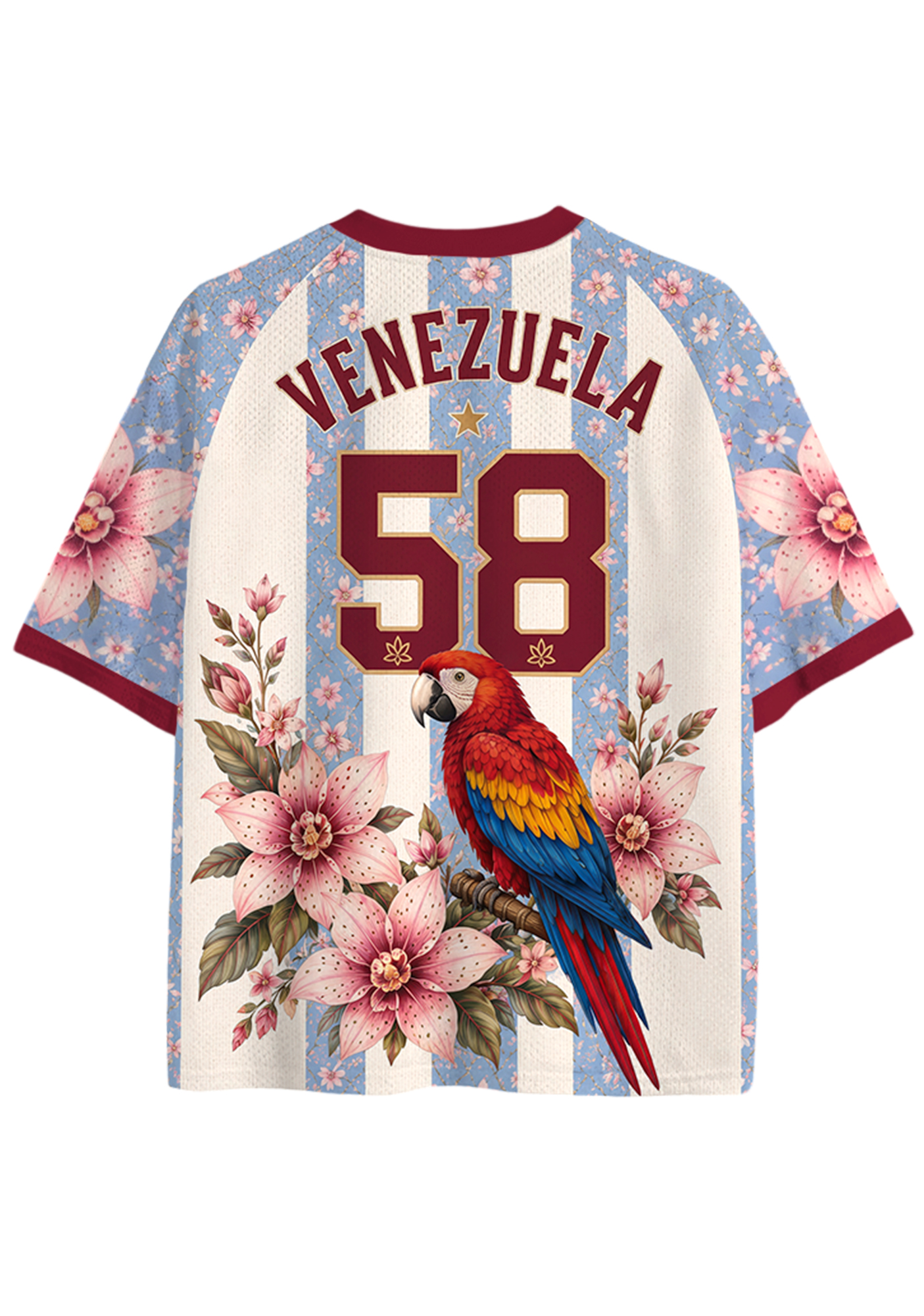 Venezuela Inspired Floral Mesh Jersey Shirts