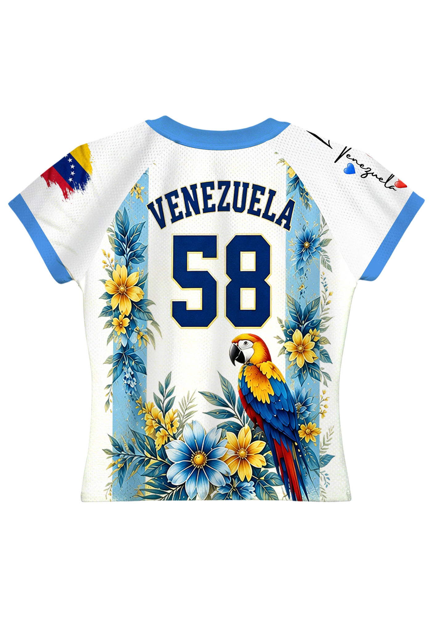 Tropical Parrot Venezuela Floral Print White Baby Tee