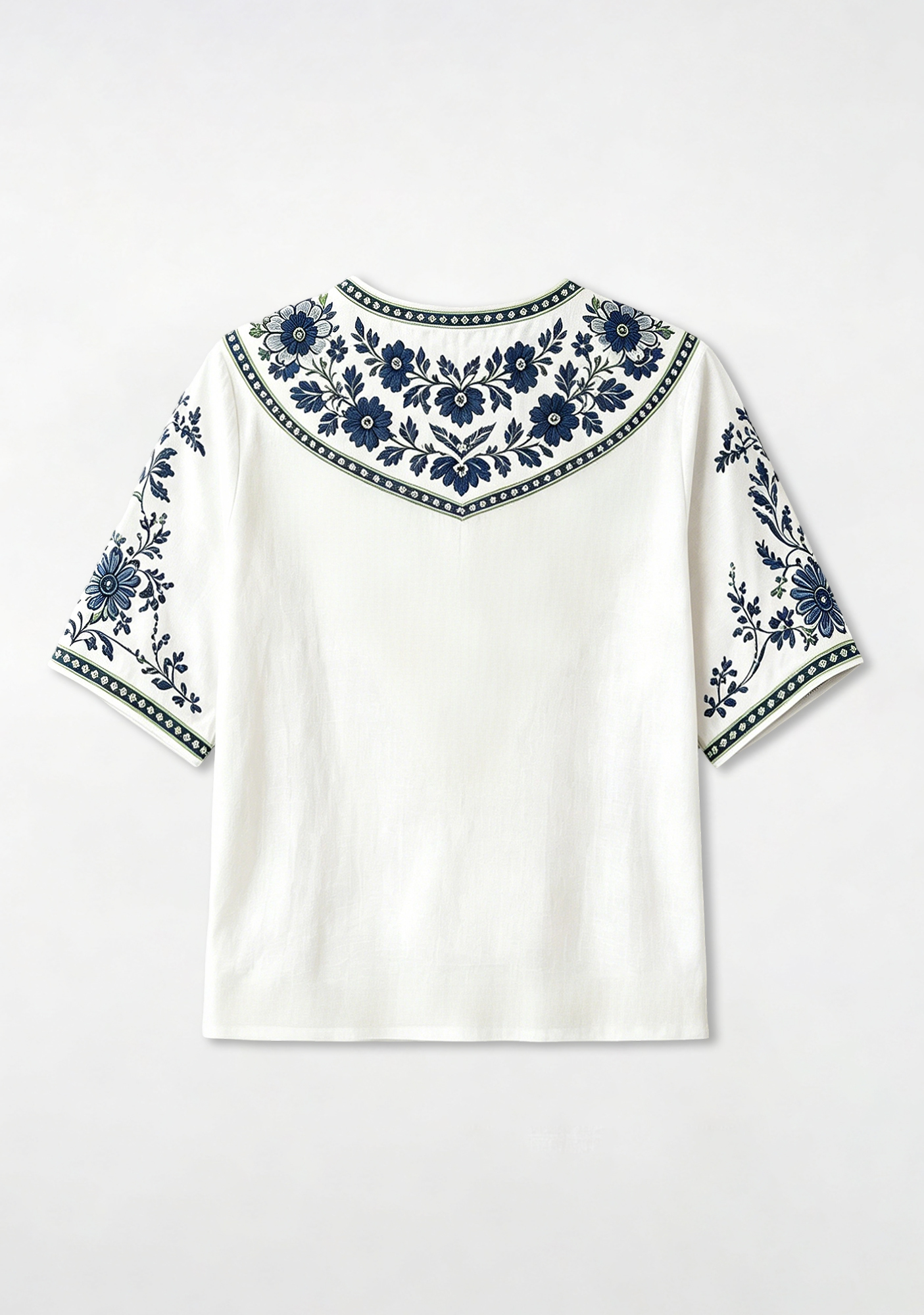 Boho Seahawks Border Floral V-Neck Blouse